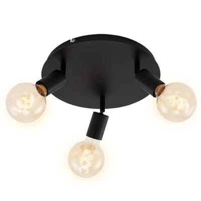 BRILONER PEARL - Plafond spot 3-lichts - plafondlamp retro / vintage - spotkoppen draaibaar - 3x E27 - max. 60W - metaal - zwart - Ø 30cm