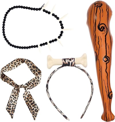 Caveman Kostuum Accessoires Set voor Volwassenen en Kinderen - Prehistorisch Thema, Halloween, Verkleedfeest en Fotografie