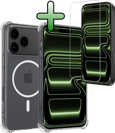Hoesje Met Screenprotector - Geschikt voor iPhone 17 Pro / 18 Pro - Magsafe Compatible - Sterk & Shockproof - Back Cover - Shock Proof Case - Telefoon Hoes - Transparant