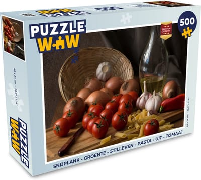 Puzzel Snijplank - Groente - Stilleven - Pasta - Uit - Tomaat - Snijplank - Legpuzzel - Puzzel 500 stukjes