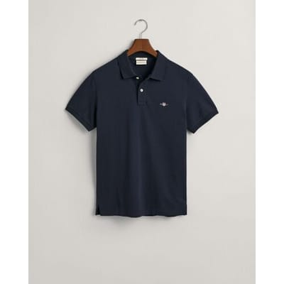Gant Polo Slim Subtle Shield Embroidery Piqué Uni Avond Blauw / male