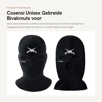 Dailygoods- Bivakmuts 3-gaats - Gebreide Winterbivakmuts - Unisex - Warm Acryl - Comfortabel en Rekbaar - Geschikt voor Buitensporten - Gezichtsmasker