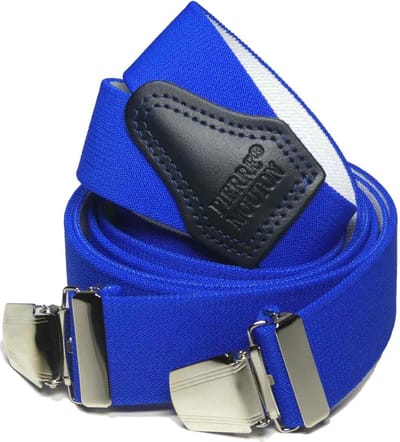 Pierre Mouton Sterke Bretel - Bretels - Volwassenen - Heren - Cobalt Blauw - 120cm - 3 brede clips - M - L