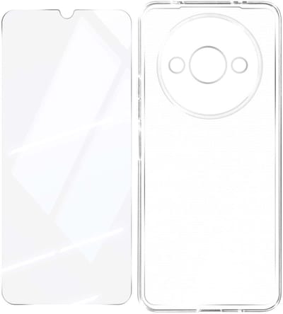 Jaym, Hoesje geschikt voor Redmi A3 / A3X - Flexibel met 9H 2.5D Tempered Glass, Transparant
