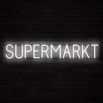 SUPERMARKT - Lichtreclame Neon LED bord verlicht | SpellBrite | 101 x 16 cm | 6 Dimstanden & 8 Lichtanimaties | Reclamebord neon verlichting