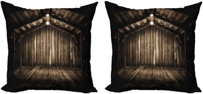 ABAKUHAUS – Moderne kussenhoesenset – 2x45x45 cm – Donkerbruin – Dubbelzijdige bedrukking