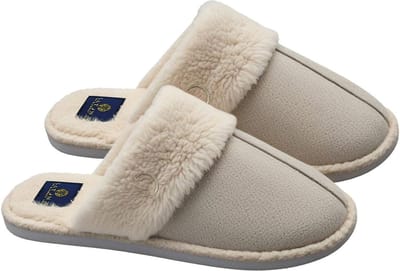 Latona Blanket® Sloffen dames - Pantoffels dames - Suede laag - Creme - Maat 37/38