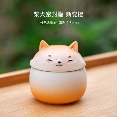 Shiba Inu Keramische Thee Bewaardoos Opbergorganizer Thee Porseleinen Doos met Deksel Vochtbestendig Cadeau Schattige Huisdieren Huishouden Luchtdichte Pot
