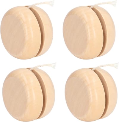 Houten Jojo Set - Knutsel Speelgoed - Creatief Knutselen - 4 Onafgewerkte Jojo's - 16 x 4 x 0.1 cm