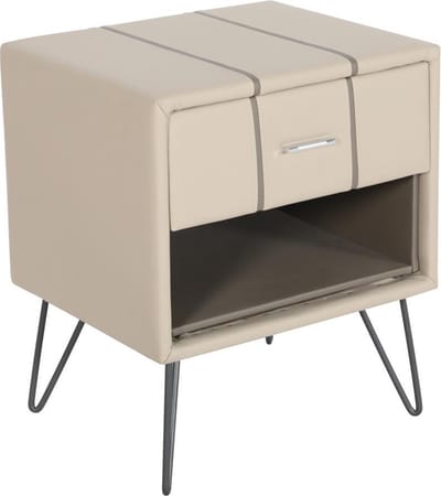 BETIN - Nachtkastje - Beige - Kunstleer