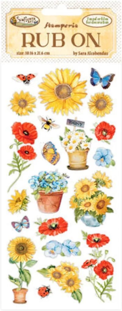 Stamperia - Stamperia Sunflower Art Rub-On 4x8,5 Inch Poppies (DFLRB30)