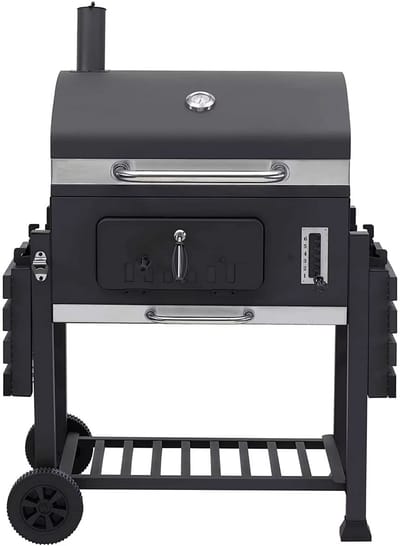 Extra Grote Houtskoolbarbecue - Dubbele zone - Buitengrill met Dubbele Zone, Verstelbaar Houtskoolblad en Opvouwbare Bijzettafel