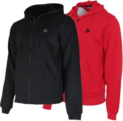 2-Pack Donnay - Sweatvest met capuchon (Bruce) - Sportvest - Heren - Black/Berry red (290) - maat S