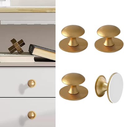 Zelfklevende Knoppen - Roestvrij Staal Goud - 4 Stuks - Boorvrije Montage - Voor Kast Deur Spiegel - Elegant Design