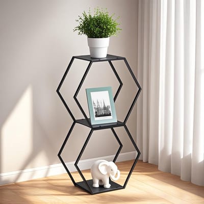 Wandrek Tand 2-delig wandplankenset zwart 32x37x19 cm [en.casa]
