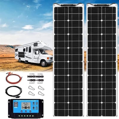 Flexibel Zonnepaneel - Draagbaar Paneel - Energie Opwekken - Waterdicht IP67 - 200W 400W - Zwart
