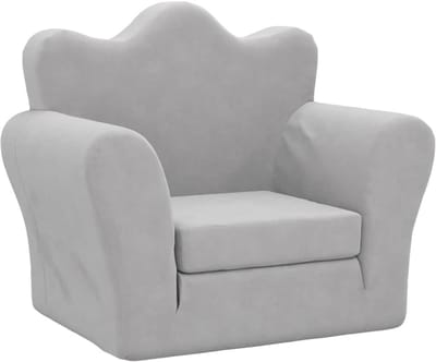 Kinderslaapbank - Kinderbank zitbank - Spelen en slapen - Zacht pluche materiaal - 90 x 54 x 45 cm - Lichtgrijs