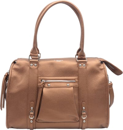 Flora&Co - Handtas - shopper - met extra lange riem - soft - ook geschikt voor A4 mappen en dus ook voor school en werk - bruin metalic