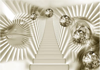 Fotobehangkoning - Behang - Vliesbehang - Fotobehang Diamanten - 3D Trap - Take the Stairs to Spacetime - 150 x 105 cm