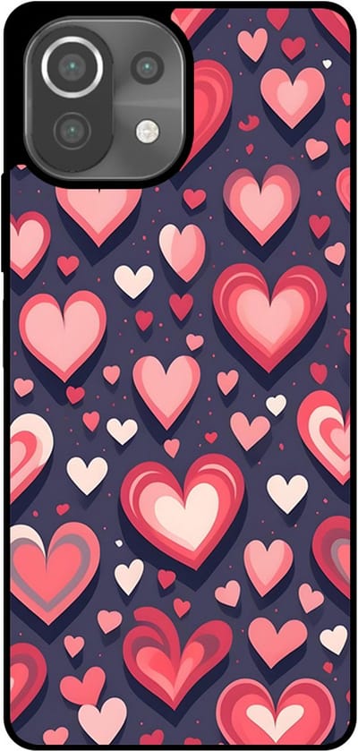 Smartphonica Telefoonhoesje Geschikt voor Xiaomi 11 Lite met Hartjes Opdruk - TPU Backcover Case With Heart Design geschikt voor Xiaomi 11 Lite