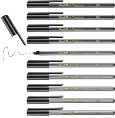 edding 55 - fineliner - zwart - 10 stiften - punt 0,3 mm - kleurstift om te schrijven, kleuren, accentueren, illustreren - voor kinderen en volwassenen, school, thuiswerkplek, kantoor
