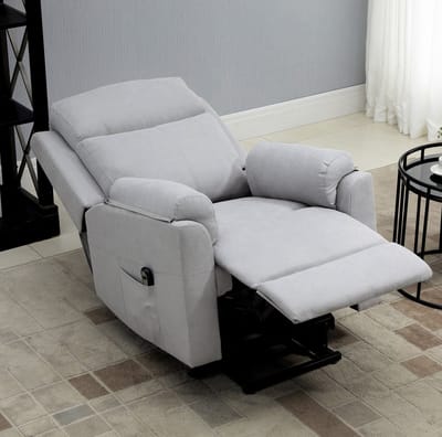 STILVORA Relaxfauteuil 83 x 89 x 102 cm - Elektrische Sta-Op Hulp Met Ligfunctie En Voetensteun - Voor Woonkamer - Stof Lichtgrijs