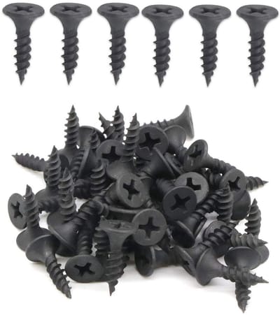 Kruiskop Gipsplaten Schroeven 100 stuks #6 x 5/8 inch - Platte Kop, Fijne Schroefdraad, Scherpe Punt, Koolstofstaal - Zwart Fosfaat