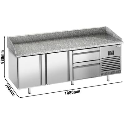 GGM Gastro Pizzakühltisch Premium PLUS - 1980x700mm - mit 2 Türen & 2 Schubladen
