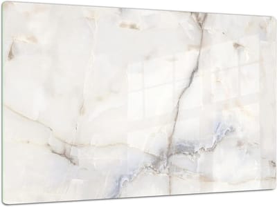 Glazen Keukenbord - Kookplaatafdekking Spatdeksel - Werkblad Beschermen - Slagvast Krasbestendig - 80x52cm of 40x52cm - Wit Marmer Design