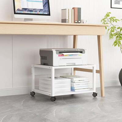 Printermeubel - Opbergmeubel - Kantoor Organiseren - Verrijdbaar Met Wielen - 50x40x35cm - Wit