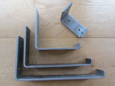 Pair of 4" Lipped J Utility Shelf Brackets Antique Iron Shelf Brace
