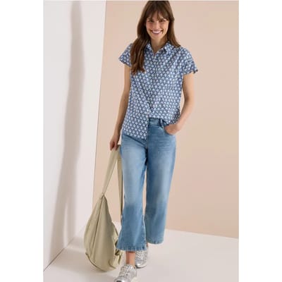 Blouse met korte mouwen en minimale print