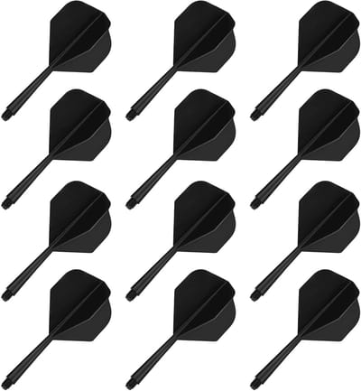 Dartflights met schacht - 12 stuks, zwarte kunststof dartaccessoires voor optimale precisie en controle