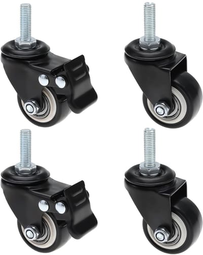 Dailygoods- Remwielen Universele Heavy Duty - Zwenkwielen - Meubelwielen M8 - Zwart - 30 kg Belastbaar - Eenvoudig te Installeren