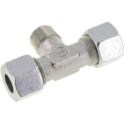 14S & M20x1.5 (con) Verzinkt Stalen T-stuk Snijringkoppeling Buitendraad 640bar ISO 8434-1