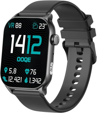 OOQE WATCH PRO 8 - Smartwatch Heren en Dames | Geschikt voor iOS en Android | AMOLED | Notificaties | Gezondheidsanalyse | Sportanalyse | GPS Koppeling | Bellen | Muziek/Audio Luisteren | Ergonomisch | Nederlandstalig | Zwart