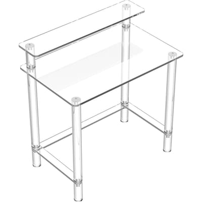 Acryl Tafel, 2 Lagen Helder Bureau met Monitorstandaard, Acryl Studiebureau, Moderne Bijzettafel Nachtkastje voor Slaapkamer, Kantoor, Studie,