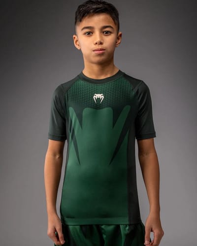 Venum Attack Kids Rashguard – Forest Green / Off White - Maat 140 | 10 Jaar