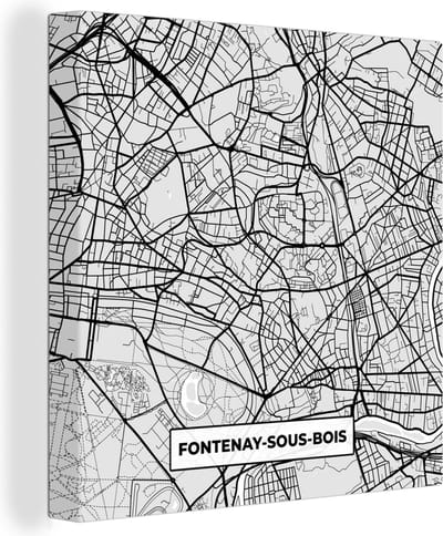 Canvas Schilderij Plattegrond - Fontenay-sous-Bois - Stadskaart - Kaart - Frankrijk - 20x20 cm - Wanddecoratie