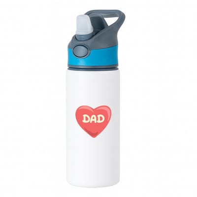 Hacebo® - dad waterfles met rietje blauw - Vader - papa - Vaderdag - cadeau - verjaardag - kado - water fles - 650ML