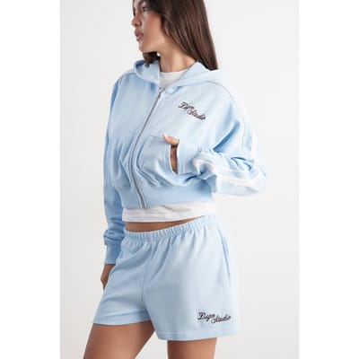 Dames Dsgn Studio Sweat Short Met Zijstreep | Lichtblauw | Maat: XS