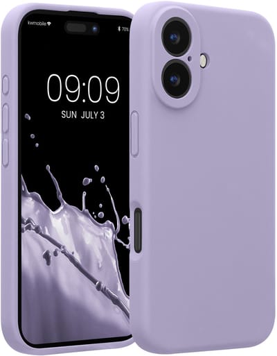 kwmobile telefoonhoesje geschikt voor Apple iPhone 16 - TPU backcover met siliconen coating - Smartphone case in lavendel