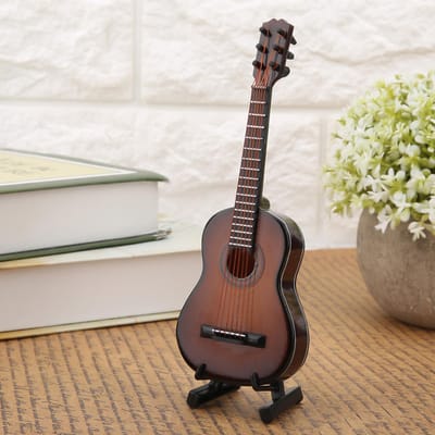 Miniatuur Houten Gitaar Model Display Mini Muzikale Ornamenten Ambacht Huisdecoratie (Blauw 14cm)