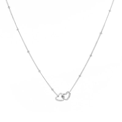 Michelle Bijoux Collier 2 hartjes Zilver