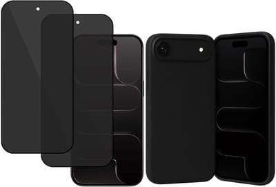 Technow hoesje + 2x Privé Screenprotector geschikt voor iPhone 17 Air – Privacy Tempered Glass - Back Case - Cover - Zwart