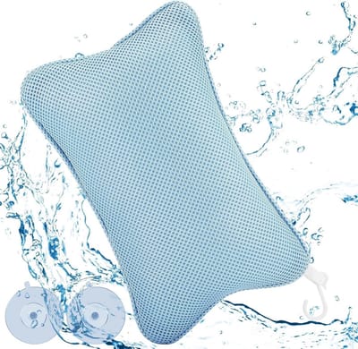 Ergonomisch Badkussen met 2 Sterke Zuignappen voor Optimale Nekontspanning en Comfort in Bad of Spa (Blauw)