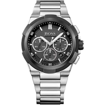 Hugo Boss 1513359 Supernova Chrono Zilveren Wijzerplaat Herenhorloge 46mm zwart