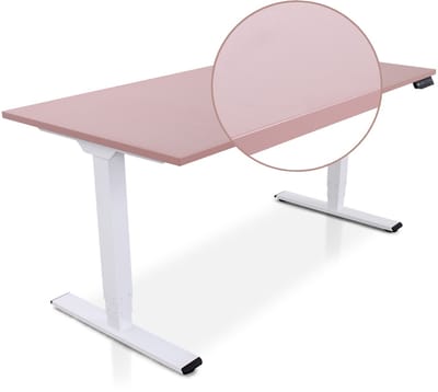 Lineaflex MRC COMFORT Zit-Sta Bureau – Elektrisch Verstelbaar – 160x80 cm – Blad Dusty Rose – Wit Frame – ARBO Norm NEN-EN 527 – Met memorybediening – 100 KG Draagvermogen – 130 cm Hoog