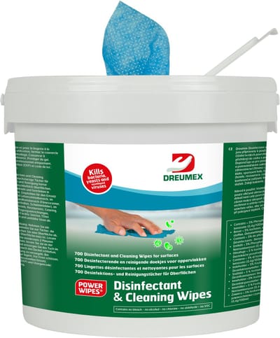 Desinfectiedoekjes Dreumex Disinfectant & Cleaning emmer 700 stuks blauw | 4 stuks