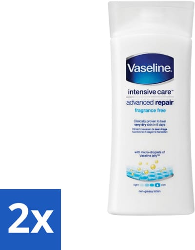 2 x Vaseline - Advanced Repair - Bodylotion - Herstel & Hydratatie - 200 ml - Herstel - Hydratatie - Droge Huid - Gevoelige Huid - Vaseline